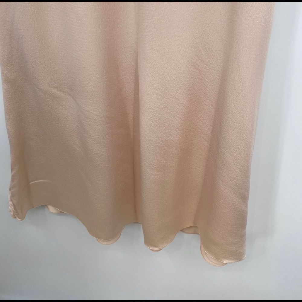 Ralph Lauren Gathered Silk Champagne Plunging Dress Short Sleeves Collared Gown - Picture 10 of 12